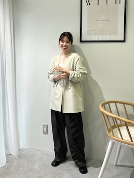 「feepur（フェピュール）のアイテム（ノーカラージャケット）」を使った、feepurさん（骨格ウェーブ・レディース・154cm）の冬コーディネート