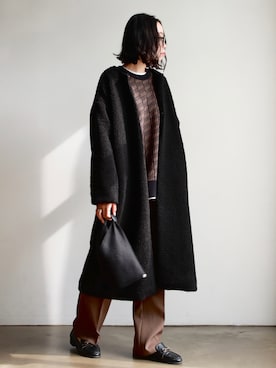 「feepur（フェピュール）のアイテム（ノーカラーコート）」を使った、feepurさん（レディース・172cm）の秋コーディネート