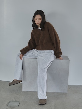 「アイテム（スウェットパンツ）」を使った、feepurさん（レディース・168cm）の冬コーディネート