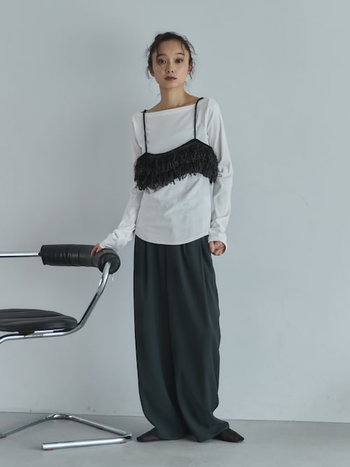 セール】【ハンドウォッシャブル】フリンジニットビスチェ