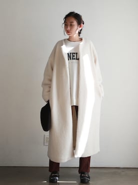「feepur（フェピュール）のアイテム（ノーカラーコート）」を使った、feepurさん（レディース・156cm）の秋コーディネート