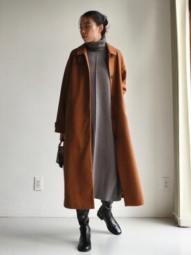 「feepur（フェピュール）のアイテム（ステンカラーコート）」を使った、feepurさん（レディース・172cm）の秋コーディネート
