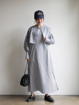 「feepur（フェピュール）のアイテム（シャツワンピース）」を使った、feepurさん（レディース・160cm）の春コーディネート