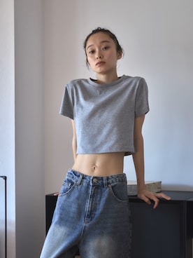 「ショート丈トップス」｜「アイテム（シューズ）」を使った、feepurさん（レディース・161cm）の夏コーディネート