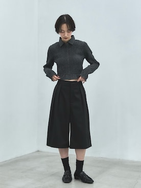 「feepur（フェピュール）の【セットアップ可】バミューダパンツ（その他パンツ、ブラック系）」を使った、feepurさん（レディース・160cm）の春コーディネート