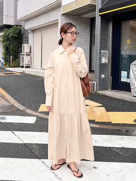 「feepur（フェピュール）のアイテム（シャツワンピース）」を使った、feepurさん（レディース・156cm）の夏コーディネート