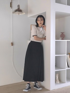 「CONVERSE（コンバース）のCONVERSE コンバース CVS ALL STAR キャンバス オールスター HI（スニーカー）」を使った、feepurさん（レディース・169cm）の春コーディネート