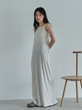 「feepur（フェピュール）の【TALL/2Tサイズあり】カットリブキャミワンピース（ワンピース、ベージュ系）」を使った、feepurさん（レディース・160cm）の春コーディネート