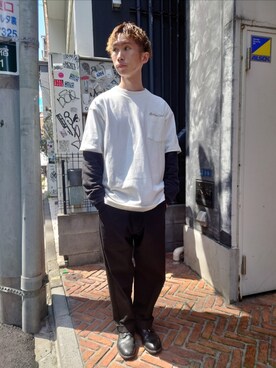 「刺繍Tシャツ」｜yuukiさん（メンズ・167cm）の春コーディネート