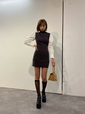「EMODA（エモダ）のアイテム（ワンピース）」を使った、西條 愛(EMODA)さん（レディース・164cm）の冬コーディネート