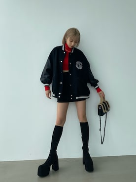 「アイテム（ブルゾン）」を使った、西條 愛(EMODA)さん（レディース・164cm）の夏コーディネート