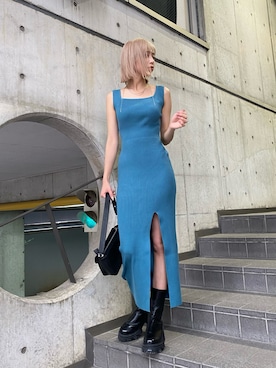 「EMODA（エモダ）のアイテム（ワンピース）」を使った、西條 愛(EMODA)さん（レディース・164cm）の夏コーディネート