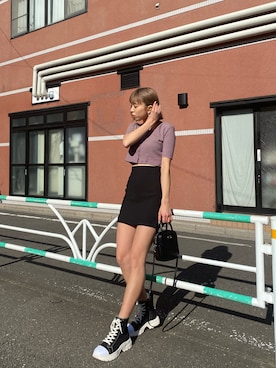 「EMODA（エモダ）のアイテム（スニーカー）」を使った、西條 愛(EMODA)さん（レディース・164cm）の冬コーディネート