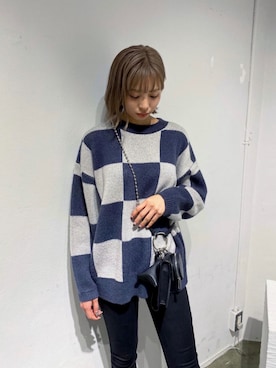 「チェッカー柄」｜西條 愛(EMODA)さん（レディース・164cm）の冬コーディネート