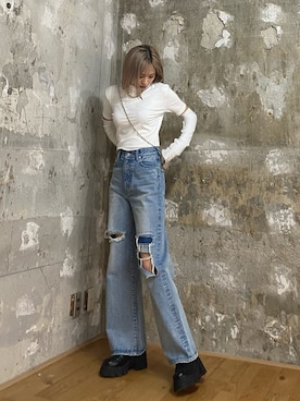 「アイテム（財布）」を使った、西條 愛(EMODA)さん（レディース・164cm）の夏コーディネート