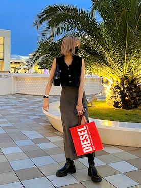 「スリットワンピース」｜西條 愛(EMODA)さん（レディース・164cm）の夏コーディネート