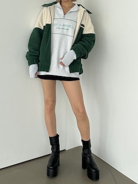 「アイテム（ブルゾン）」を使った、西條 愛(EMODA)さん（レディース・164cm）の夏コーディネート