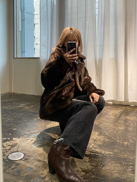 「EMODA（エモダ）のアイテム（その他アウター）」を使った、西條 愛(EMODA)さん（レディース・164cm）の冬コーディネート