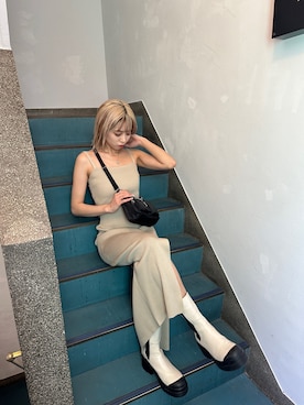 「EMODA（エモダ）のアイテム（ワンピース）」を使った、西條 愛(EMODA)さん（レディース・164cm）の春コーディネート