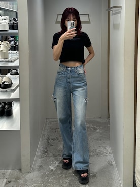 「EMODA（エモダ）のアイテム（サンダル）」を使った、西條 愛(EMODA)さん（レディース・164cm）の夏コーディネート