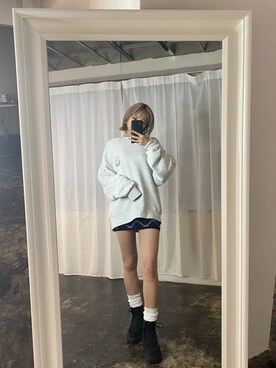 「アイテム（スウェット）」を使った、西條 愛(EMODA)さん（レディース・164cm）の夏コーディネート