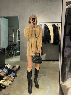 「EMODA（エモダ）のアイテム（ワンピース）」を使った、西條 愛(EMODA)さん（レディース・164cm）の冬コーディネート