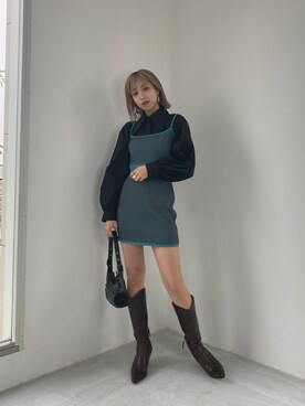 「EMODA（エモダ）のアイテム（キャミソール）」を使った、西條 愛(EMODA)さん（レディース・164cm）の冬コーディネート