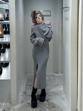 「EMODA（エモダ）のアイテム（ワンピース）」を使った、西條 愛(EMODA)さん（レディース・164cm）の冬コーディネート