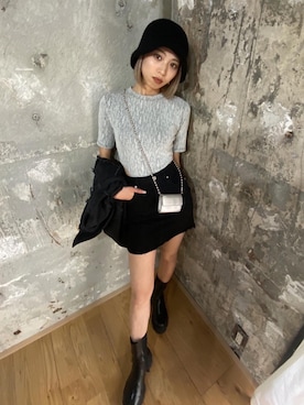 「トレンドファッション」｜「アイテム（ブーツ）」を使った、西條 愛(EMODA)さん（レディース・164cm）の夏コーディネート