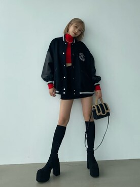 「アイテム（ブルゾン）」を使った、西條 愛(EMODA)さん（レディース・164cm）の夏コーディネート