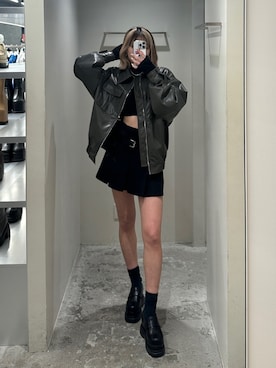 「EMODA（エモダ）のアイテム（ジャケット/アウター）」を使った、西條 愛(EMODA)さん（レディース・164cm）の冬コーディネート