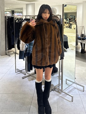 「EMODA（エモダ）のアイテム（その他アウター）」を使った、西條 愛(EMODA)さん（レディース・164cm）の冬コーディネート