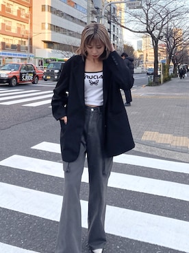 「EMODA（エモダ）のアイテム（キャミソール）」を使った、西條 愛(EMODA)さん（レディース・164cm）の冬コーディネート