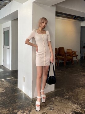 「EMODA（エモダ）のアイテム（ワンピース）」を使った、西條 愛(EMODA)さん（レディース・164cm）の春コーディネート