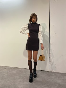 「EMODA（エモダ）のアイテム（ワンピース）」を使った、西條 愛(EMODA)さん（レディース・164cm）の冬コーディネート