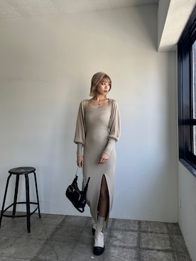 「EMODA（エモダ）のアイテム（ワンピース）」を使った、西條 愛(EMODA)さん（レディース・164cm）の春コーディネート