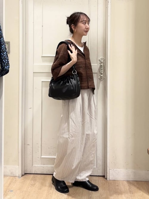 セール】ダブルフロントシアージャガードチェッククルーネックブラウス