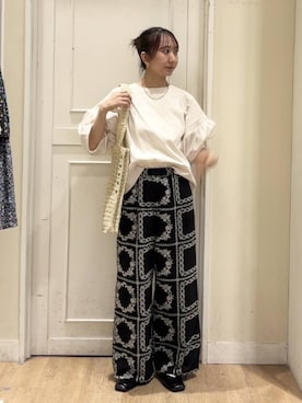 「studio CLIP（スタディオクリップ）のアソートスクエアパンプス（パンプス、ブラック系）」を使った、さこ2442さん（レディース・161cm）の春コーディネート