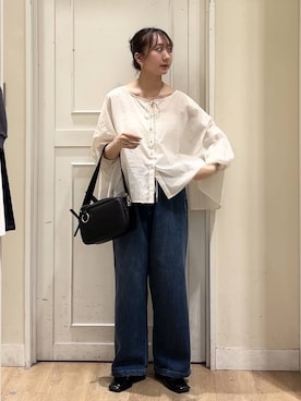 「studio CLIP（スタディオクリップ）のアソートスクエアパンプス（パンプス、ブラック系）」を使った、さこ2442さん（レディース・161cm）の春コーディネート