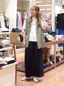 「アイテム（Tシャツ/カットソー、その他）」を使った、さこ2442さん（レディース・161cm）の夏コーディネート