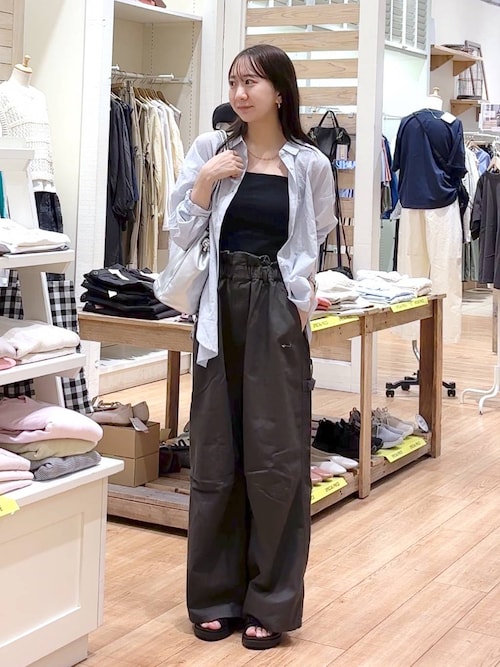 セール】ハイウエストミリタリーワイドパンツ[プチサイズあり