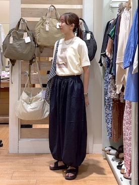 「studio CLIP（スタディオクリップ）のアイテム（バレッタ/ヘアクリップ）」を使った、さこ2442さん（レディース・161cm）の夏コーディネート