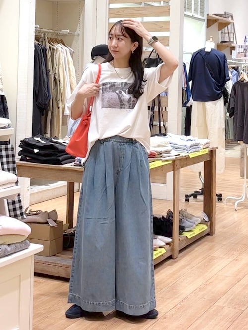 セール】タックワイドデニムパンツ[プチ・プラスサイズあり セール】タックワイドデニムパンツ[プチ・プラスサイズあり