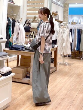 「studio CLIP（スタディオクリップ）のアイテム（バレッタ/ヘアクリップ）」を使った、さこ2442さん（レディース・161cm）の夏コーディネート