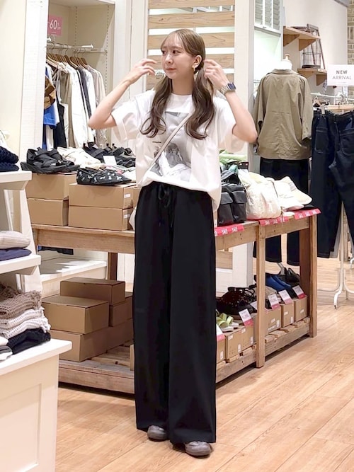 セール】シルケットポンチワイドパンツ[プチ・トールサイズあり