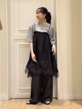 「studio CLIP（スタディオクリップ）のアイテム（Tシャツ/カットソー）」を使った、さこ2442さん（レディース・161cm）の夏コーディネート