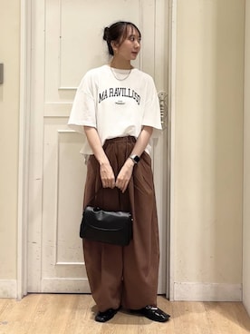 「studio CLIP（スタディオクリップ）のアソートスクエアパンプス（パンプス、ブラック系）」を使った、さこ2442さん（レディース・161cm）の春コーディネート