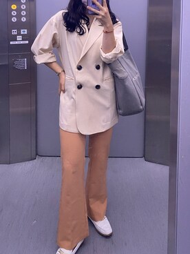 「GU（ジーユー）のアイテム（パンツ、オレンジ系）」を使った、dryciiさん（レディース）の秋コーディネート