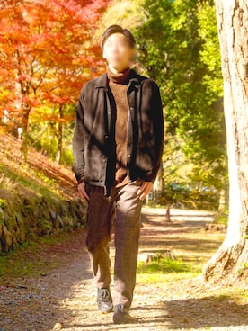 「チェック柄に恋してる」｜「アイテム（ノーカラージャケット）」を使った、けるんさん（メンズ・176cm）の冬コーディネート