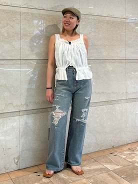 「Ungrid（アングリッド）のアイテム（シューズ）」を使った、丸山彩也夏さん（レディース・161cm）の春コーディネート